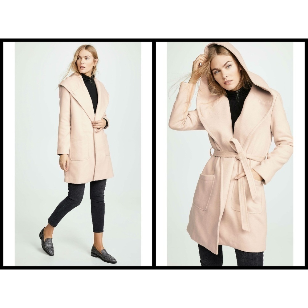 💕BB DAKOTA💕 Soft Beige Hooded Wrap Coat Jacket